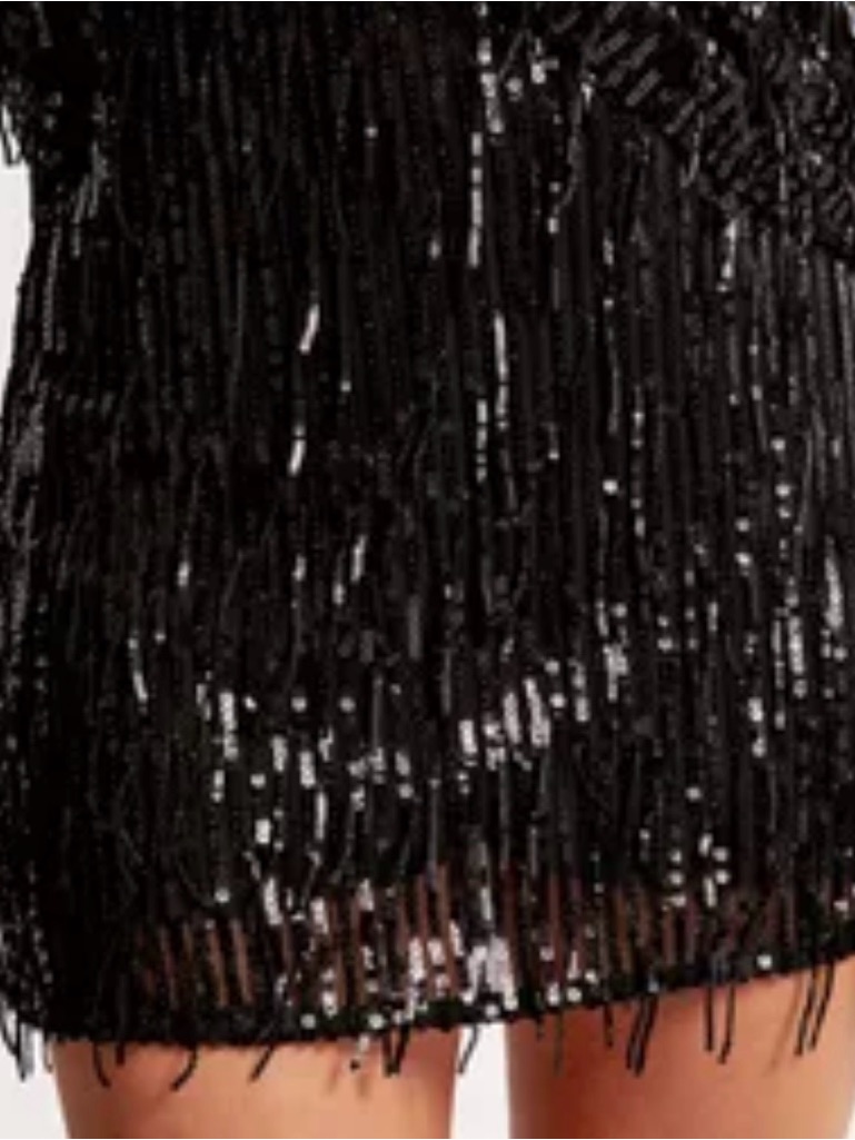 Abercrombie & Fitch Black Sequin Skort, Mini Skirt, Party, Sequin, Fringe